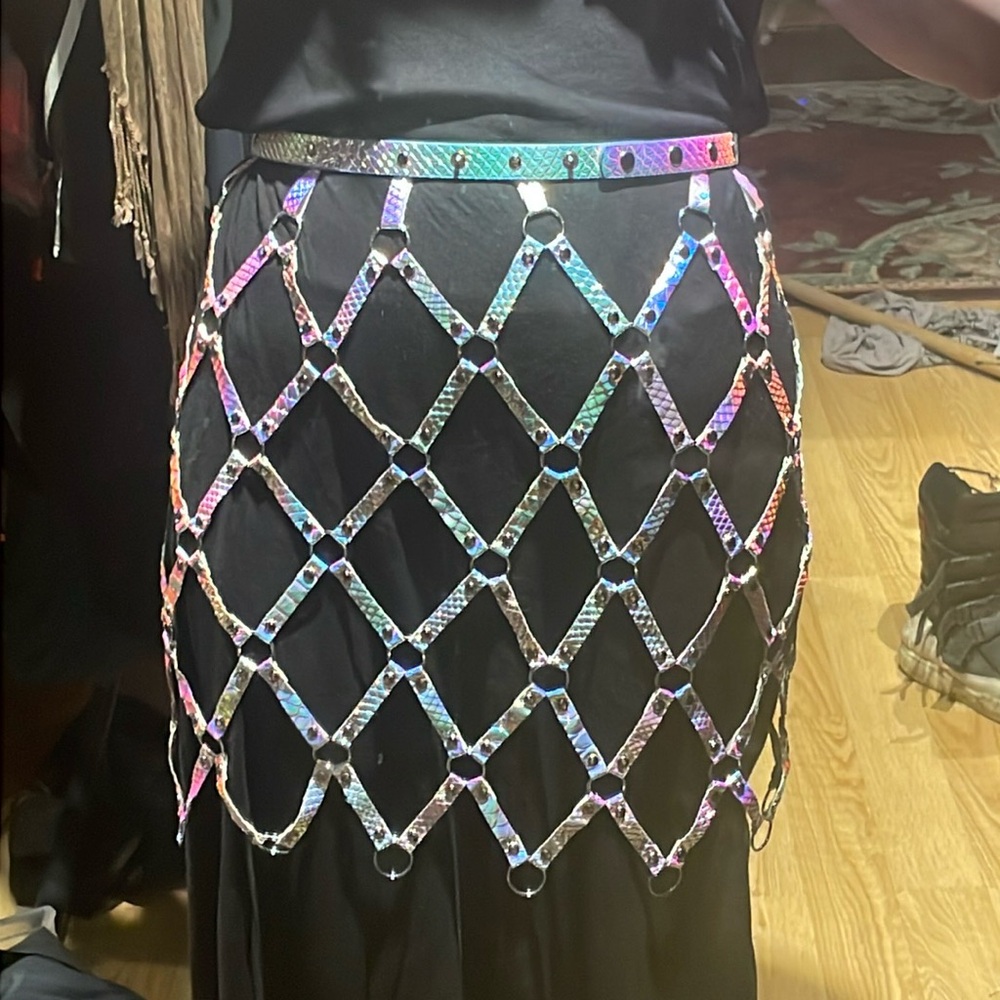 Holographic purple/blue/pink harness skirt size S